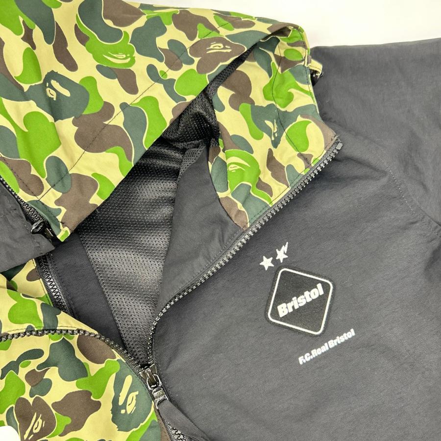 F.C.Real Bristol エフシーリアルブリストル FCRB-190104 × A BATHING APE. ナイロンジャケット ブラック×グリーン L ジャケット ナイロン メンズ 中古の画像
