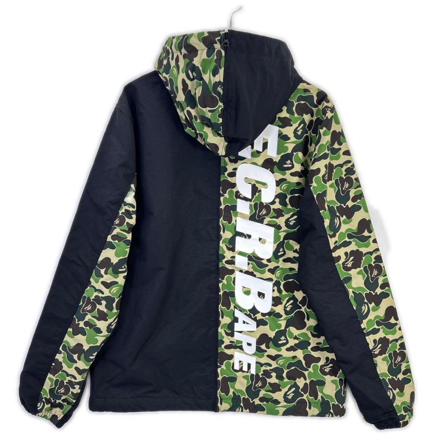 F.C.Real Bristol エフシーリアルブリストル FCRB-190104 × A BATHING APE. ナイロンジャケット ブラック×グリーン L ジャケット ナイロン メンズ 中古の画像