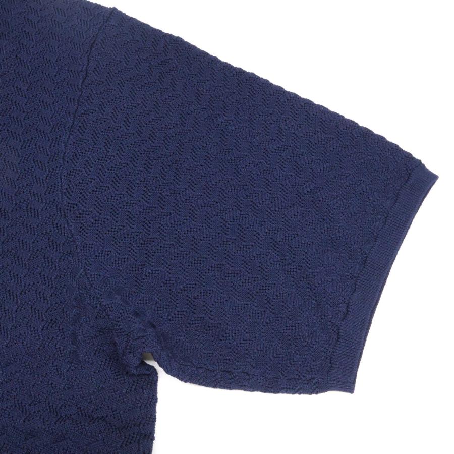 新品同様 MARK＆LONAマークアンドロナ MLM-6A-AB07 Sovereign Geometric Knit Polo ニット 半袖ポロシャツ 48 ネイビー メンズの画像