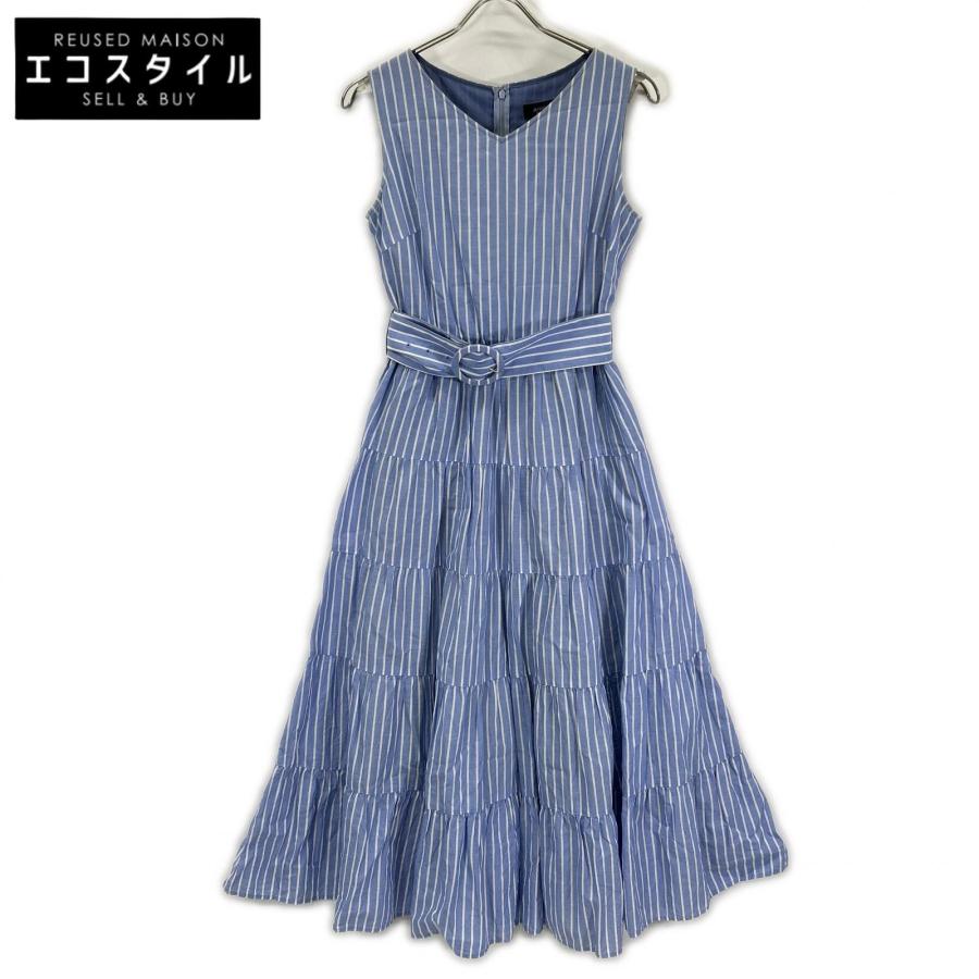 JUSGLITTY コットンティアードワンピース　ブルー　ストライプ　2 JGbyJUSGLITTY ジャスグリッティー 48262371 ブルー コットン