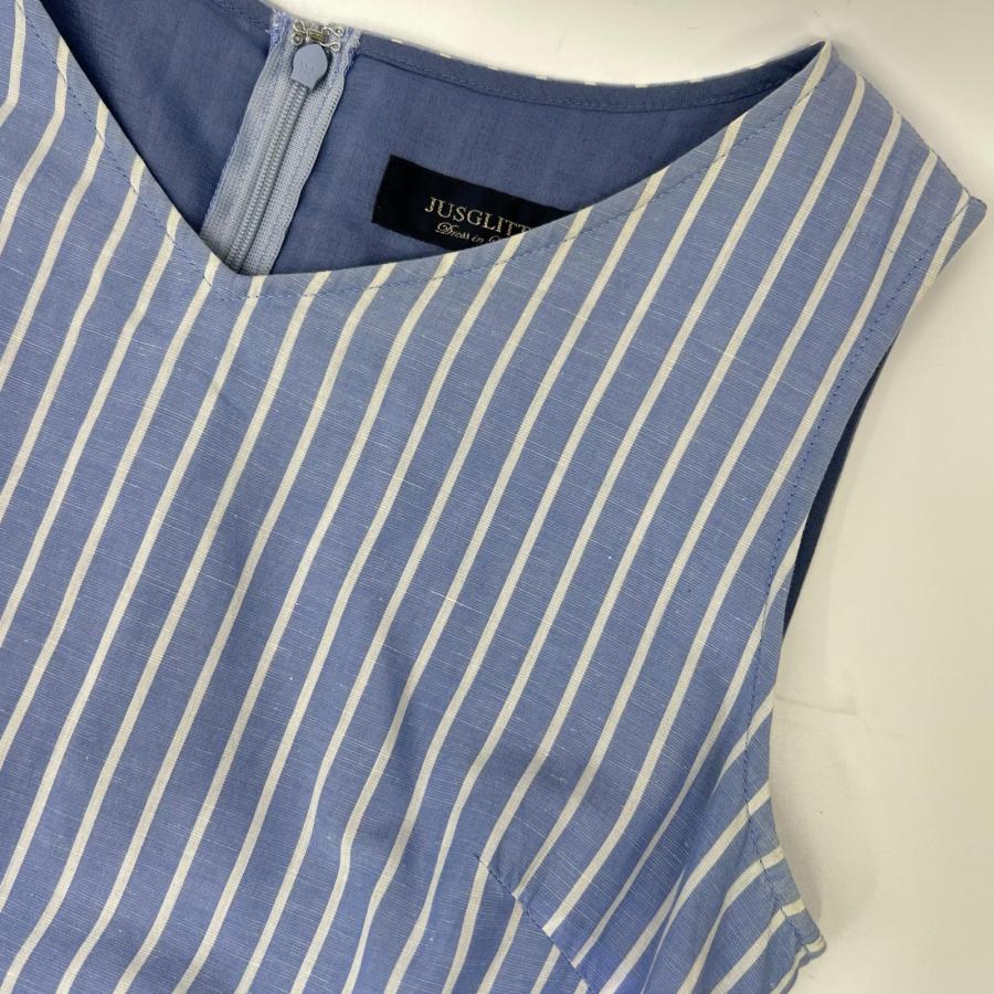 JUSGLITTY コットンティアードワンピース　ブルー　ストライプ　2 JGbyJUSGLITTY ジャスグリッティー 48262371 ブルー コットン