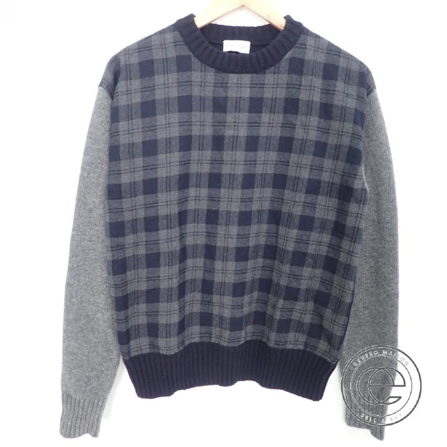 国内正規 Monclerモンクレール Maglione Tricot Girocollo ウール チェック柄 クルーネックニットセーターm ネイビー グレー メンズ ブランドショップエコスタイル 通販 Yahoo ショッピング