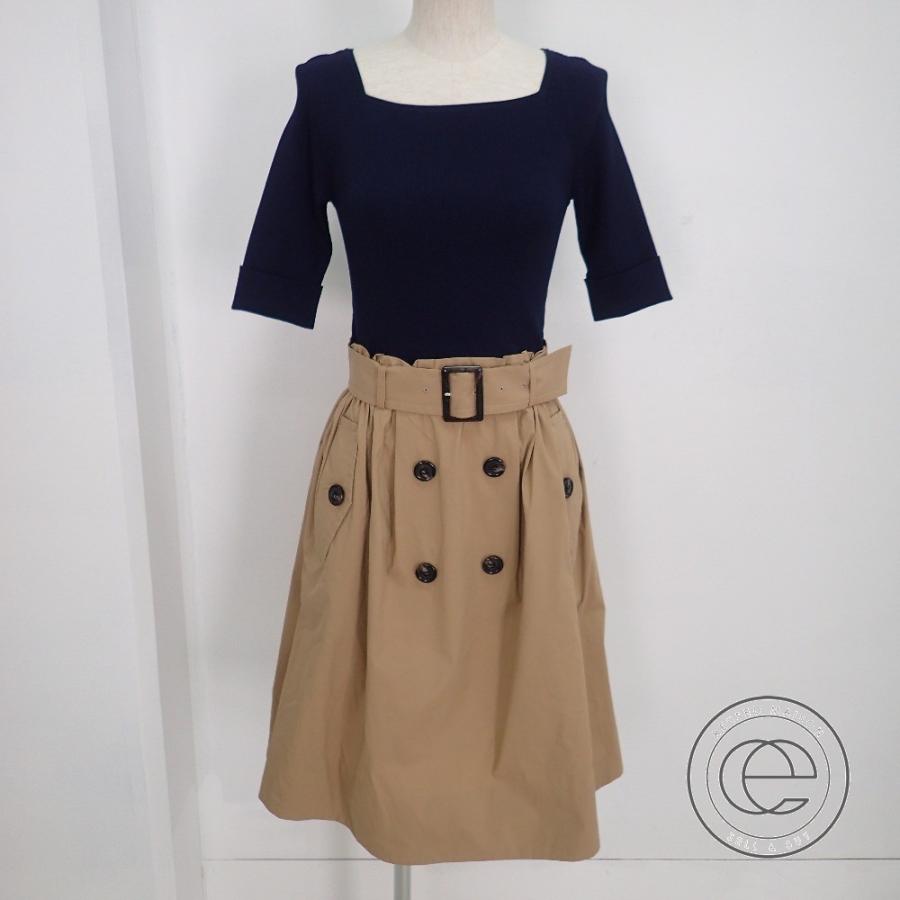19年製 美品 Blue Label Crestbridge ブルーレーベルクレストブリッジ 切替 ベルト付き ワンピース 38 ネイビー ベージュ レディース ブランドショップエコスタイル 通販 Yahoo ショッピング