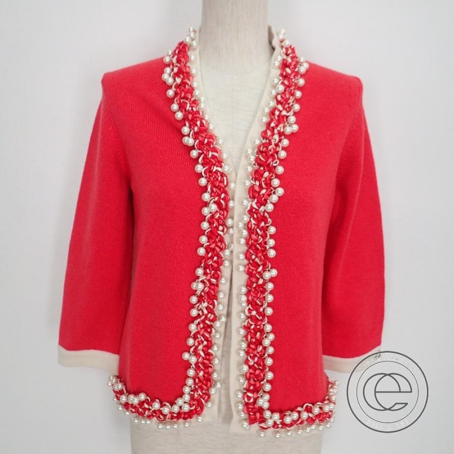 国内正規 Chanelシャネル P378k パール装飾 カシミヤ100 ニットカーディガン38 レッド レディース ブランドショップエコスタイル 通販 Yahoo ショッピング