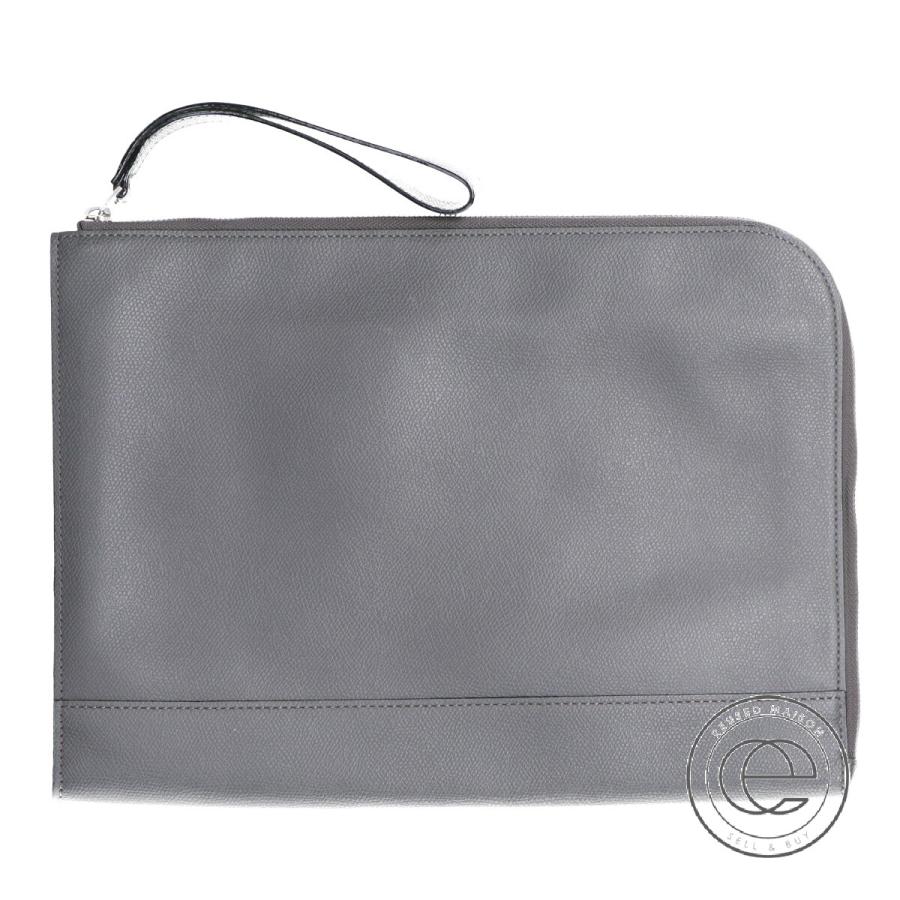 格安販売中 スモール V6a75 028 00fl Rd ヴァレクストラ Valextra 美品 ドキュメントケース メンズ ダークグレー クラッチ バッグ バッグ