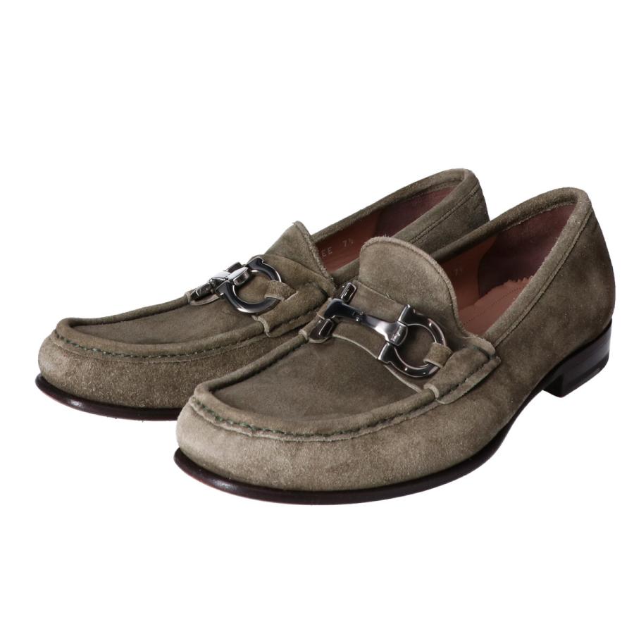 Salvatore Ferragamo サルヴァトーレフェラガモ 428 ガンチーニ金具 スエードローファー シューズ 7 1 2ee カーキ メンズ ブランドショップエコスタイル 通販 Yahoo ショッピング