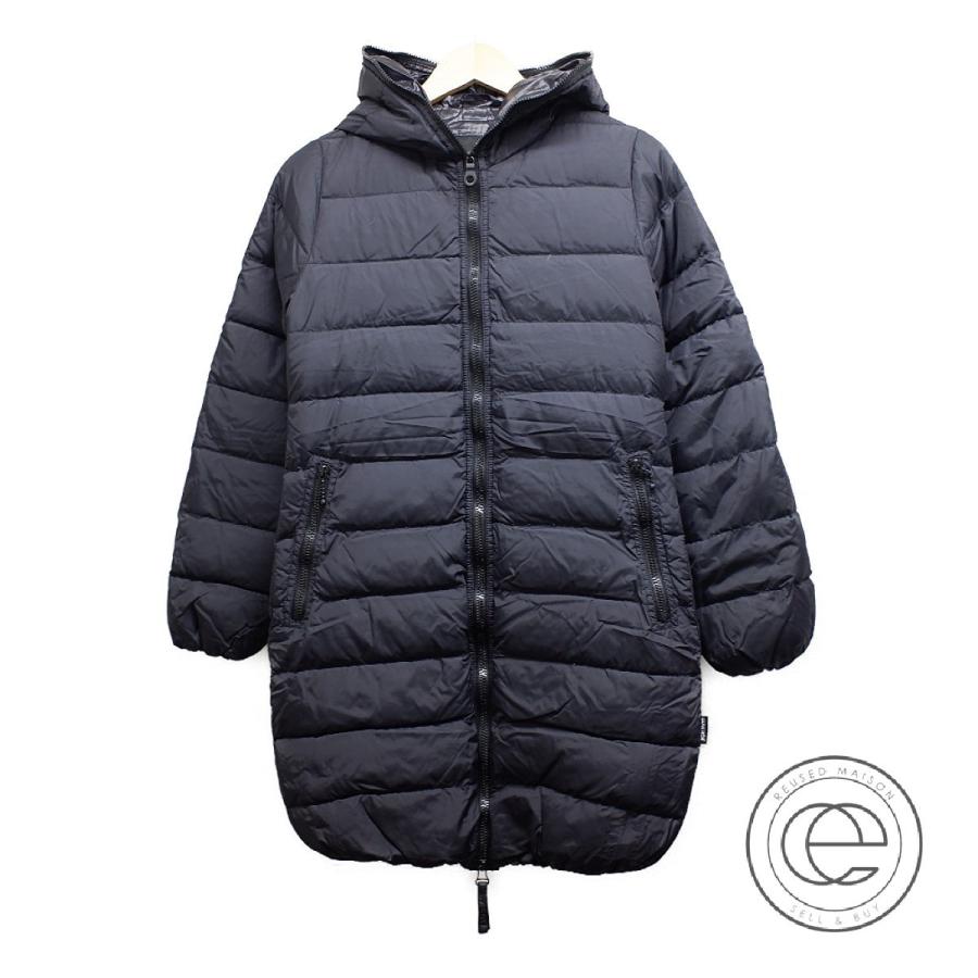 美品　デュベティカ　ACE　ダウンコート　フーディー　ロング　40　ネイビー DUVETICA（デュベティカ） ACE-MAT アチェ マット フーディダウン