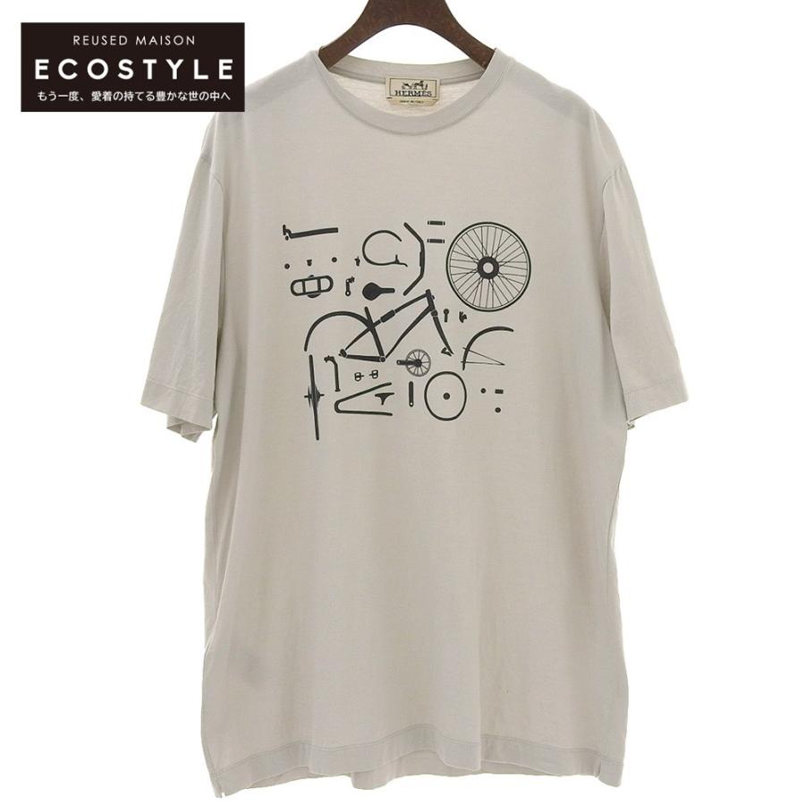 Hermes エルメス 自転車パーツプリント 半袖Tシャツ トップス メンズ 