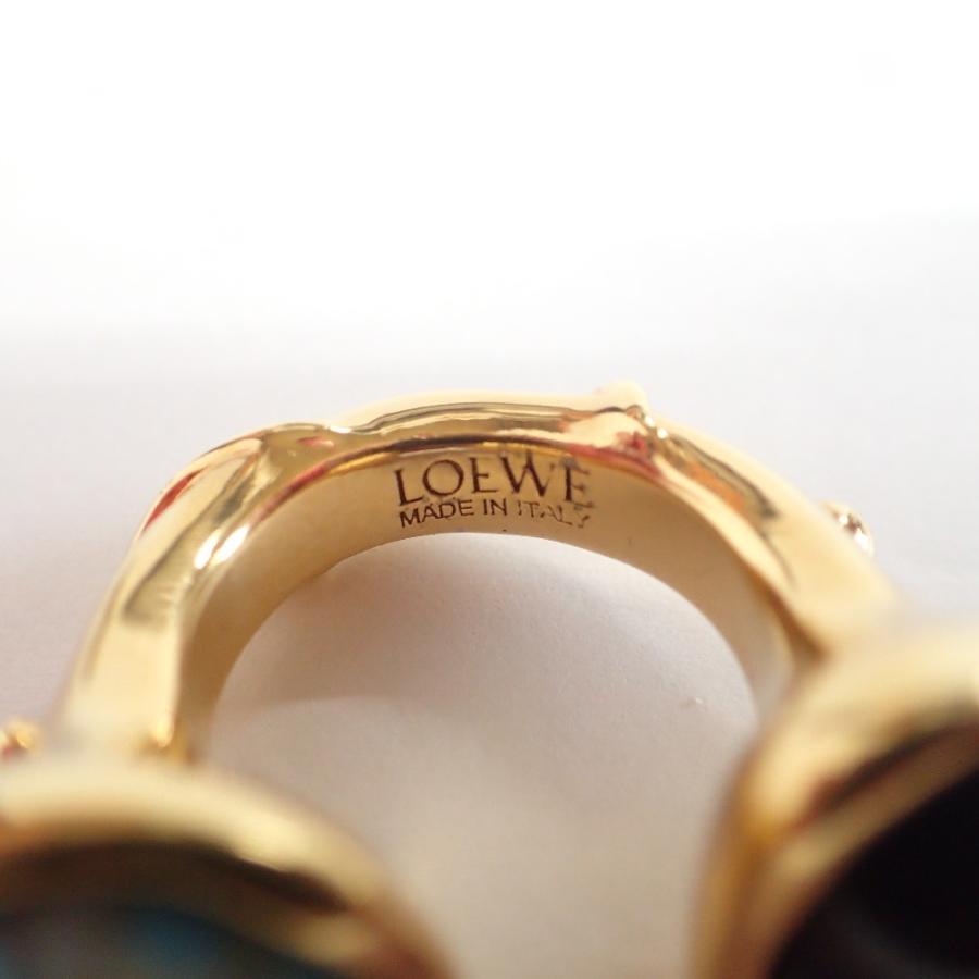 LOEWE 美品 ロエベ 101.29.140 TREE RING カラーストーン U字型 LOEWE 美品 ロエベ 101.29.140 TREE RING カラーストーン U字型