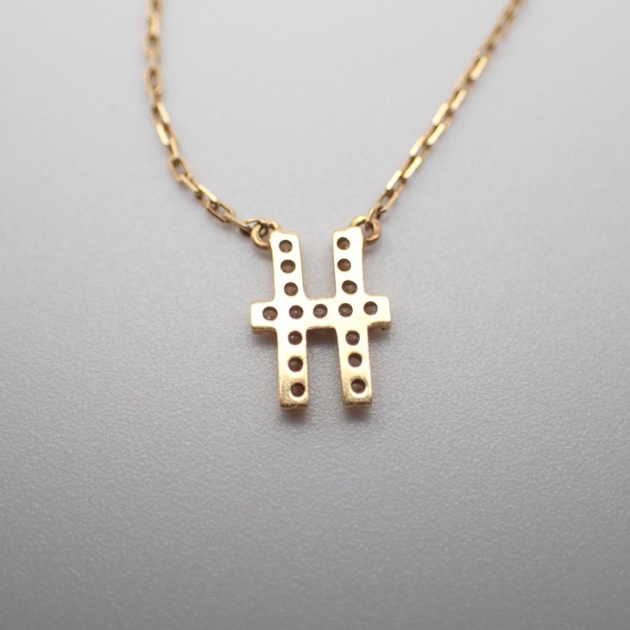 AHKAH（アーカー） 美品/ K18YG/ダイヤモンド0.07ct Hイニシャル