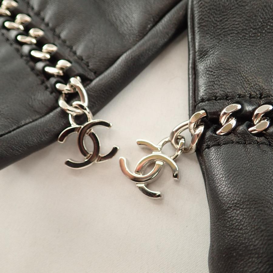 CHANEL シャネル CCココマークステッチ チェーン装飾 ラムスキン CHANEL シャネル CCココマークステッチ チェーン装飾 ラムスキン