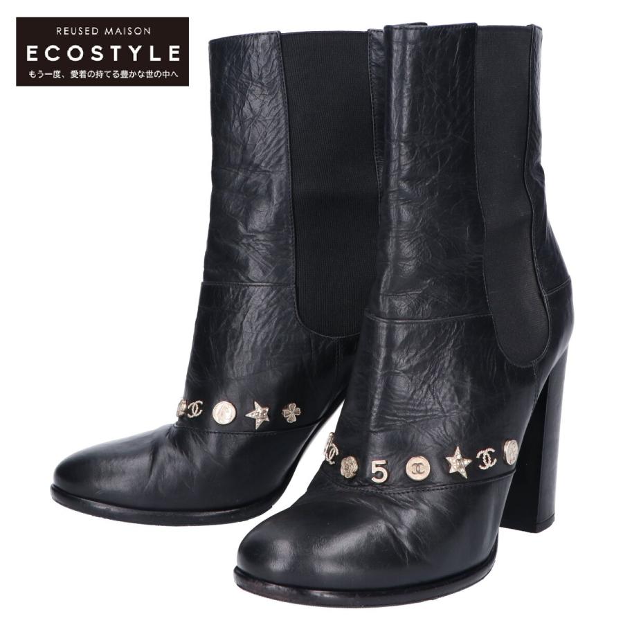 美品】CHANEL サイドゴアブーツ 黒