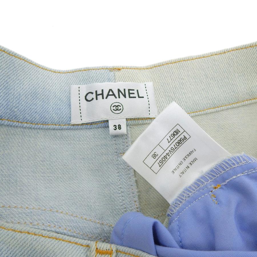 CHANEL シャネル ホースボタン ワイドデニムパンツ レディース ライト  