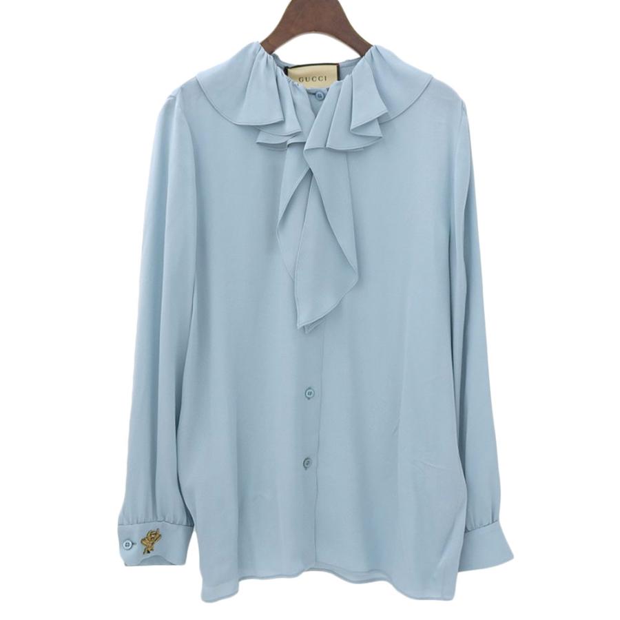 未使用 GUCCI グッチ 2015Re-Edition Beeアップリケ シルクブラウス 