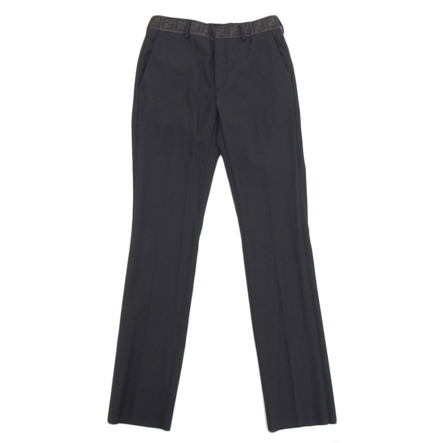FENDI（フェンディ） 美品 ズッカ柄 トラウザーパンツ メンズ ブラック
