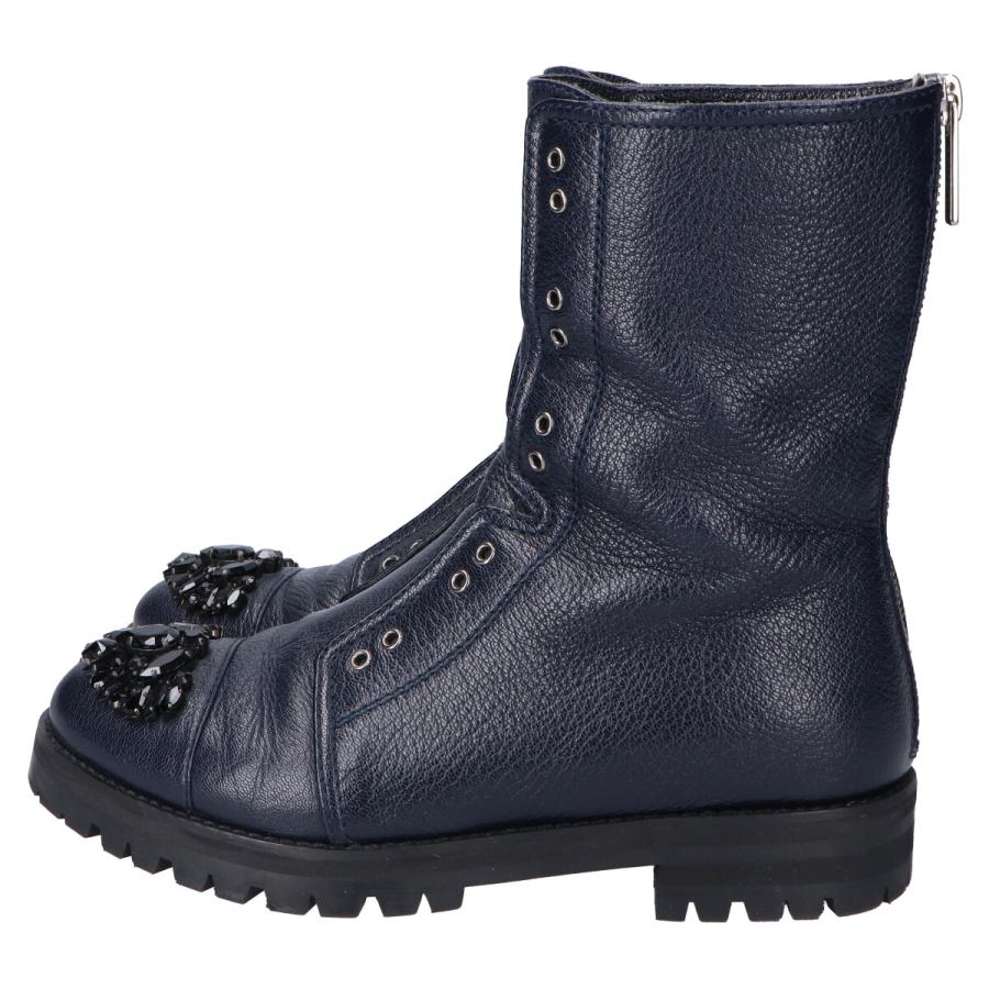 新品同様 JIMMY CHOO ジミーチュウ HATCHER クリスタルビジュー付 