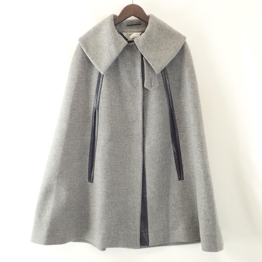 SPORTMAX スポーツマックス グレー 一部レザー ウール ケープコート 38  