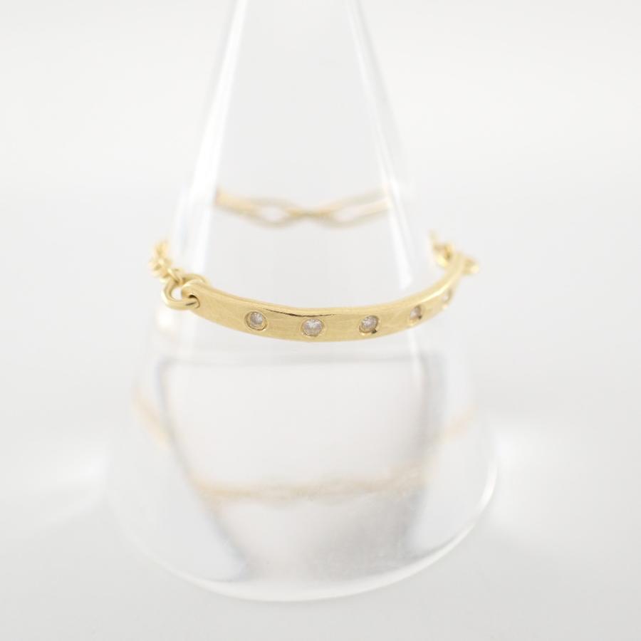 美品 hum ハム K18GG 0.02ct 5Pダイヤモンド チェーン リング 美品 hum ハム K18GG 0.02ct 5Pダイヤモンド チェーン リング