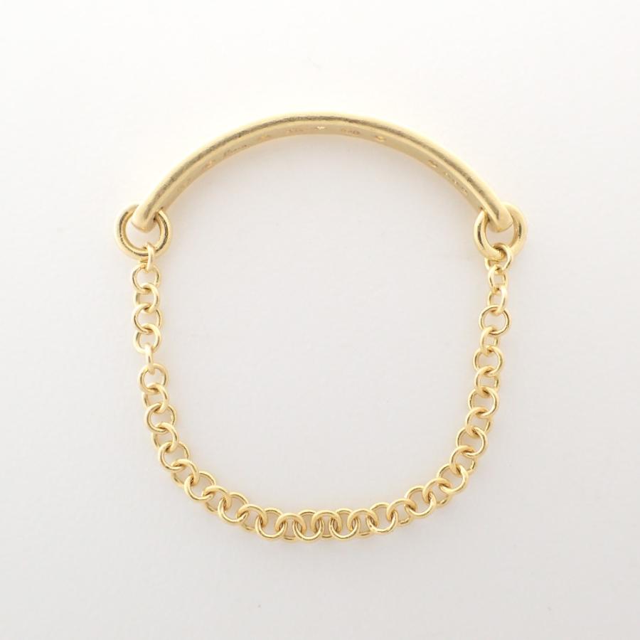 美品 hum ハム K18GG 0.02ct 5Pダイヤモンド チェーン リング・指輪 12