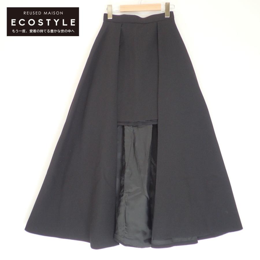 Pachman パハマン ブラック アシメントリー変形デザインロングスカート  