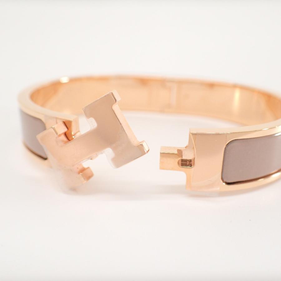 〈クリックH〉エルメス ピンク×ゴールド HERMES エルメス ブレスレット クリックH サイズGM マロン