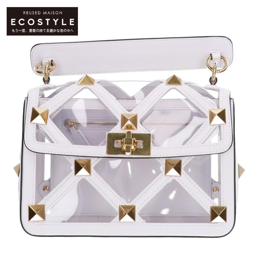 美品 VALENTINO ヴァレンティノ ローマンスタッズ ミディアム クリア  