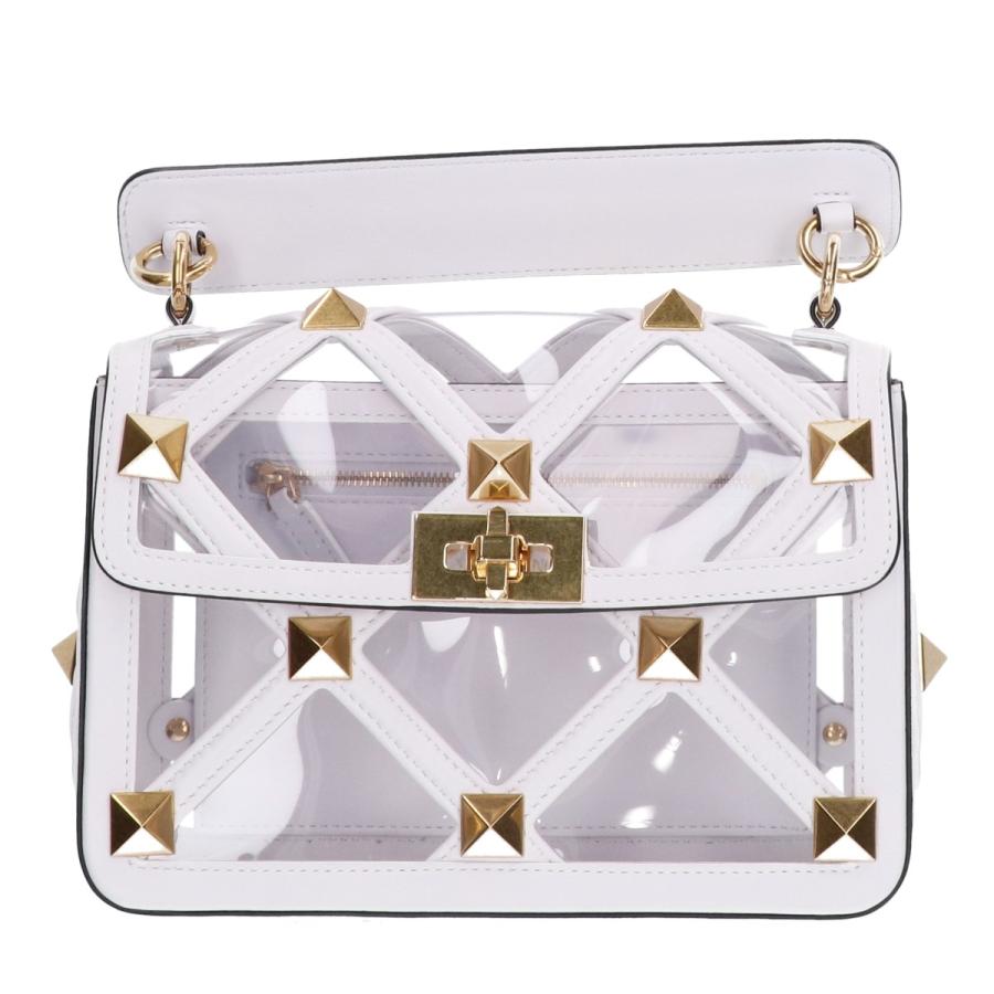 美品 VALENTINO ヴァレンティノ ローマンスタッズ ミディアム クリア 