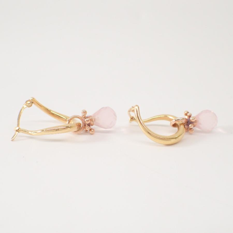 RUGIADA（ルジアダ） K10/K18 チャーム付 フープ ピアス イエロー