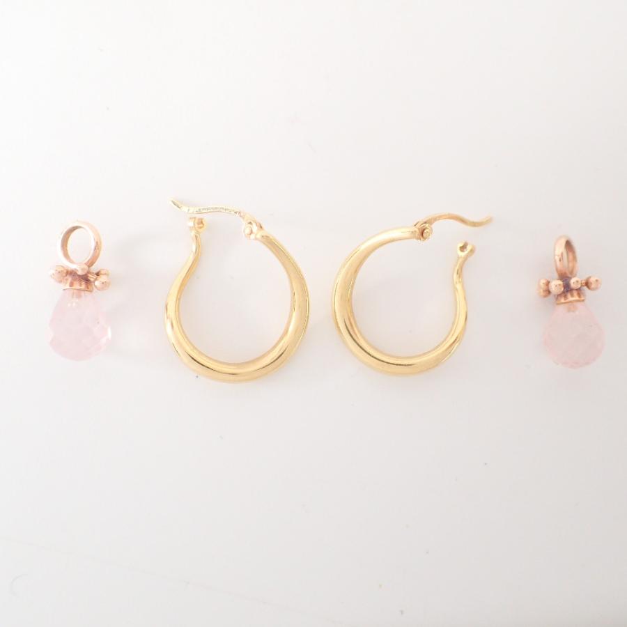 RUGIADA（ルジアダ） K10/K18 チャーム付 フープ ピアス イエロー