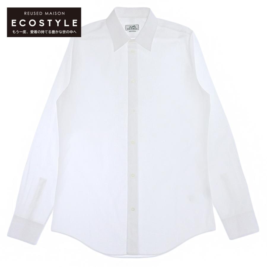 HERMES ホワイト 長袖シャツ HERMES エルメス コットン 長袖 シャツ トップス メンズ ホワイト 41