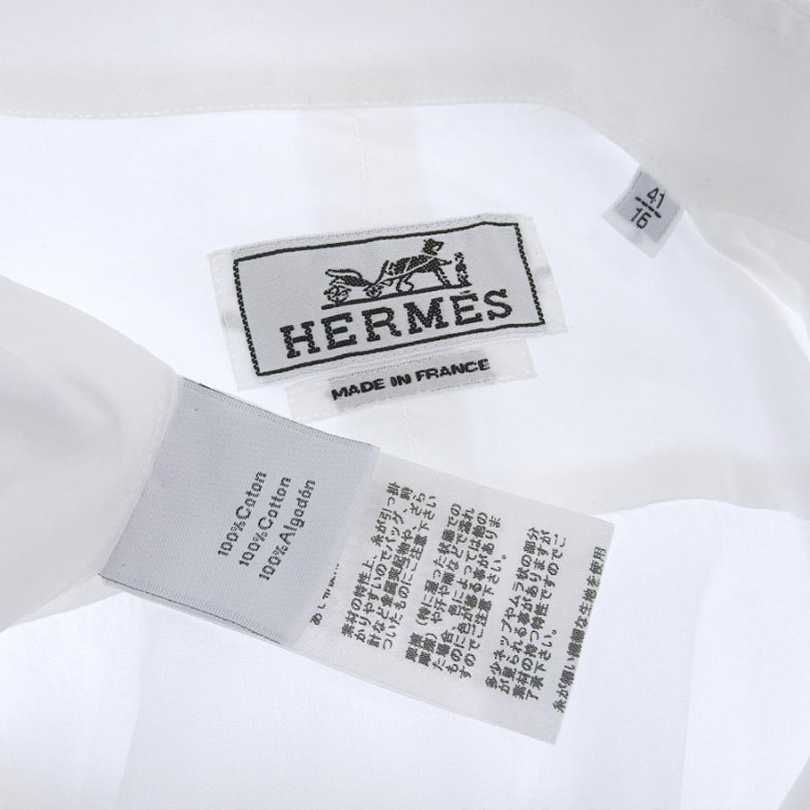 HERMES エルメス コットン 長袖 シャツ トップス メンズ ホワイト 41