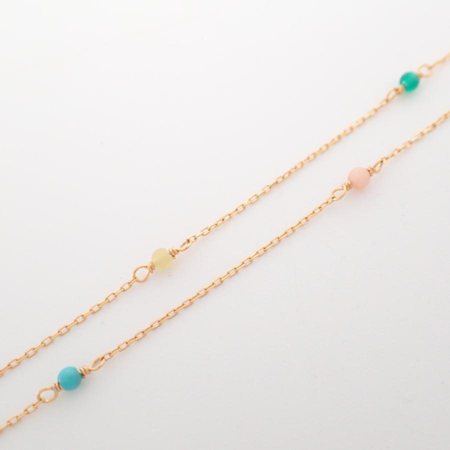 Ahkah Blanc アーカーブラン K18 マルチカラーストーン チェーン