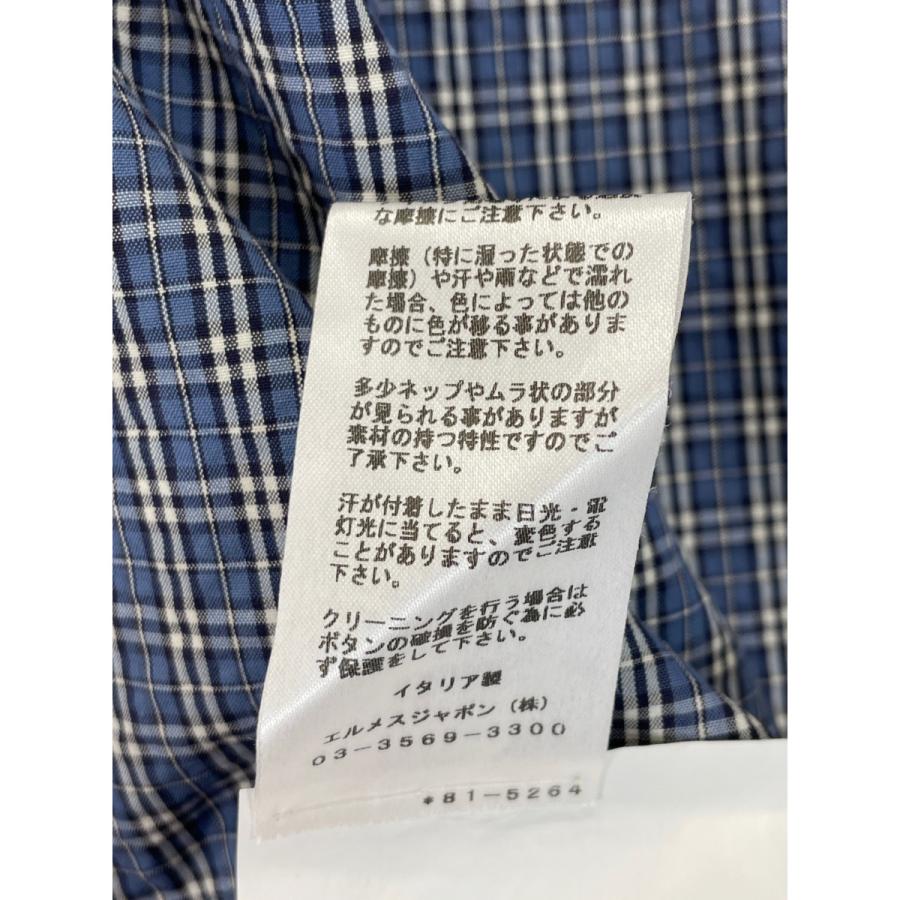 HERMES エルメス G19900 シアサッカーチェックジャケット ライトブルー