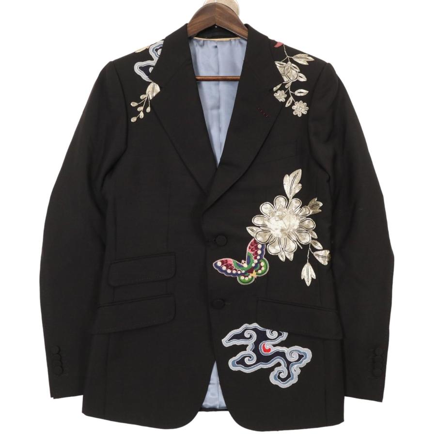GUCCI（グッチ） 444321 ブラック 刺繍 シングルジャケット ジャケット