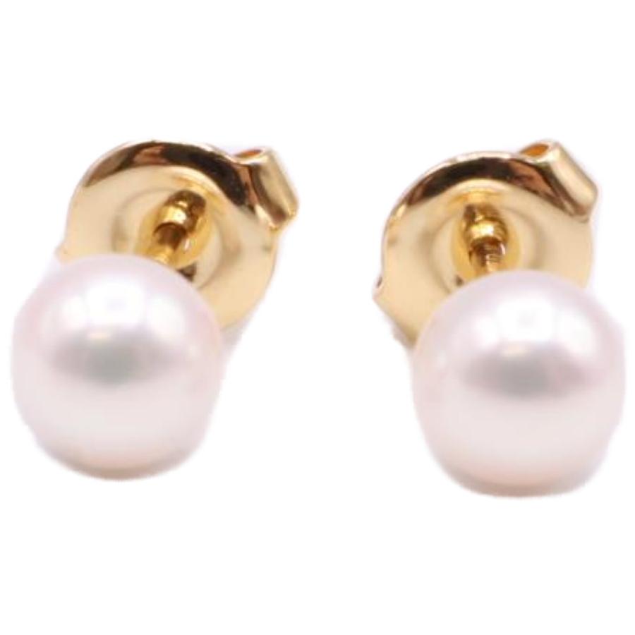 MIKIMOTO 美品 ミキモト PE-2QK K18 5.25mm アコヤパール スタッド