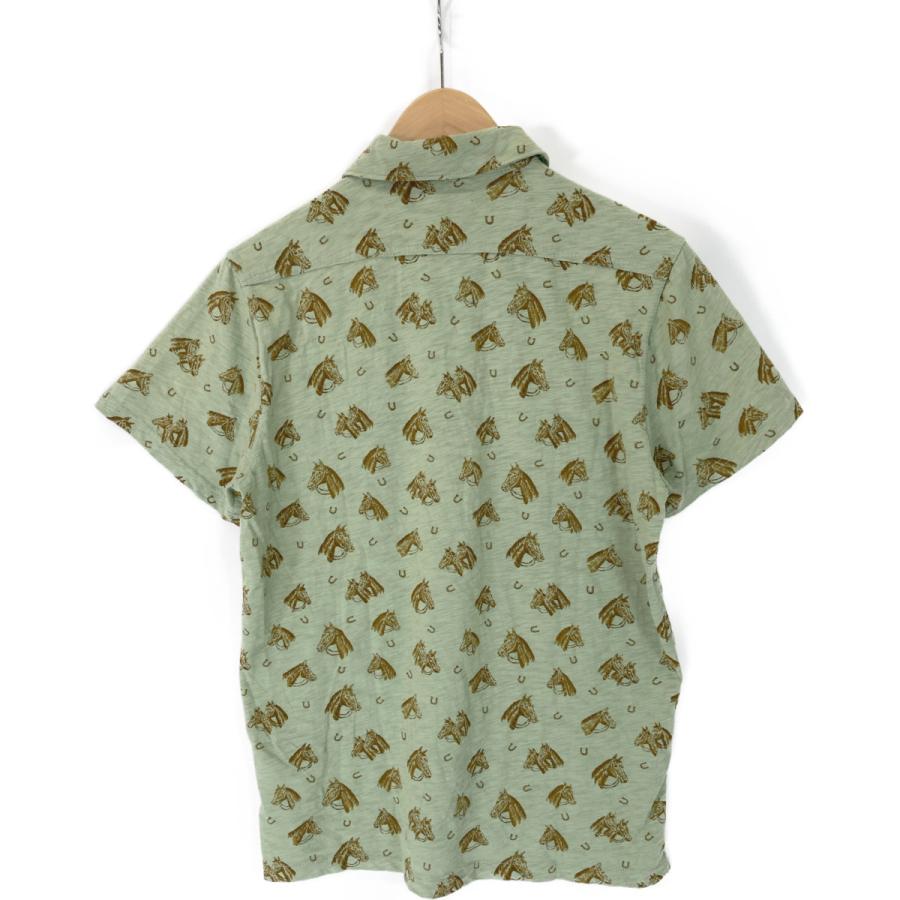 未使用RRL ホースプリントジャージーポロシャツ L 定価¥31,900 RRL ダブルアールエル ホースプリント ジャージーポロシャツ グリーン