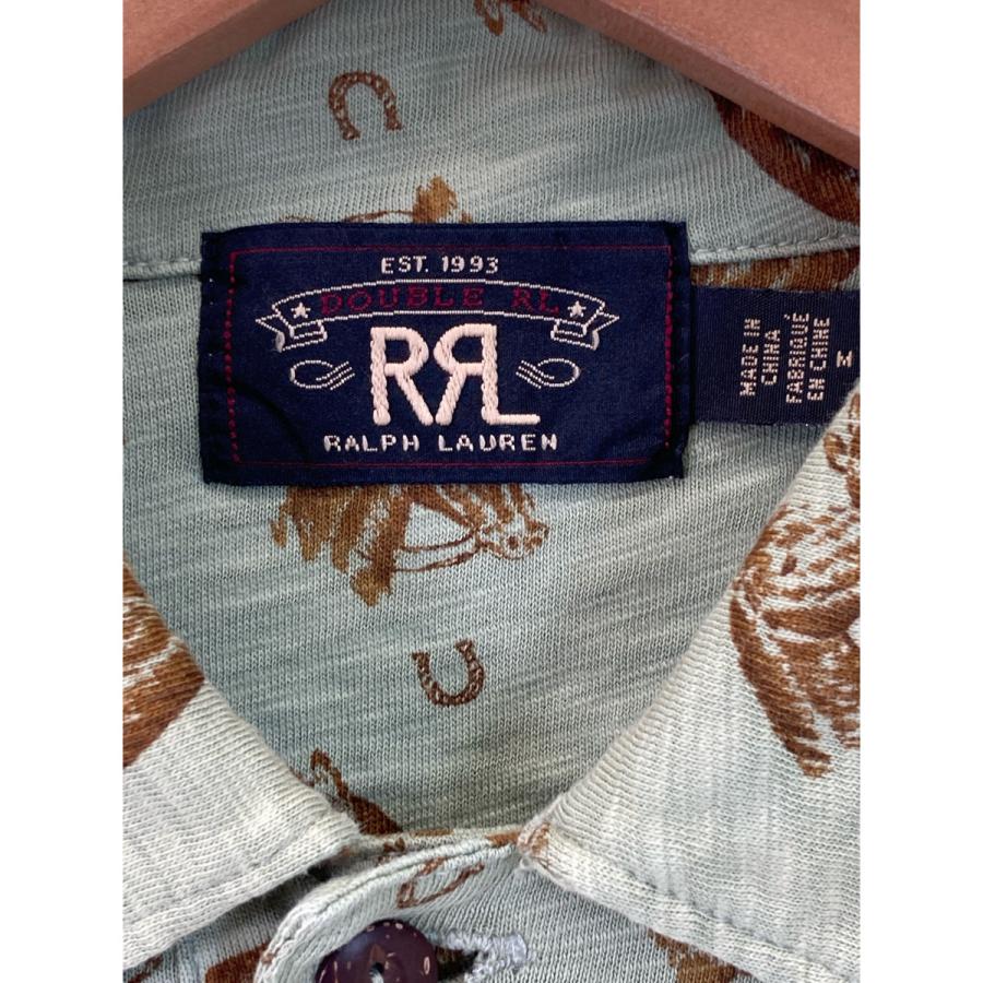 RRL ダブルアールエル ホースプリント ジャージーポロシャツ グリーン  