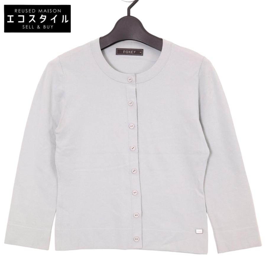 FOXEY フォクシー 25142 ライトブルー レーヨン 長袖カーディガン  