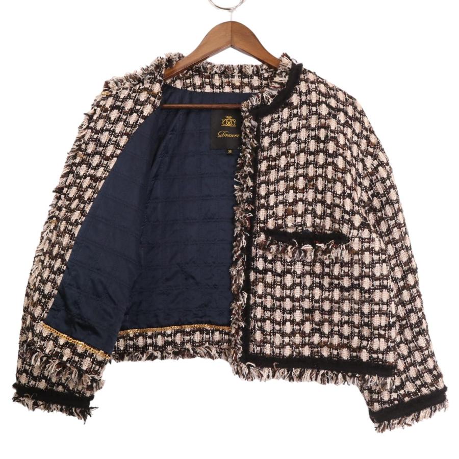 DRAWER（ドゥロワー） 6522-299-0601 ツイードフリンジノーカーラー