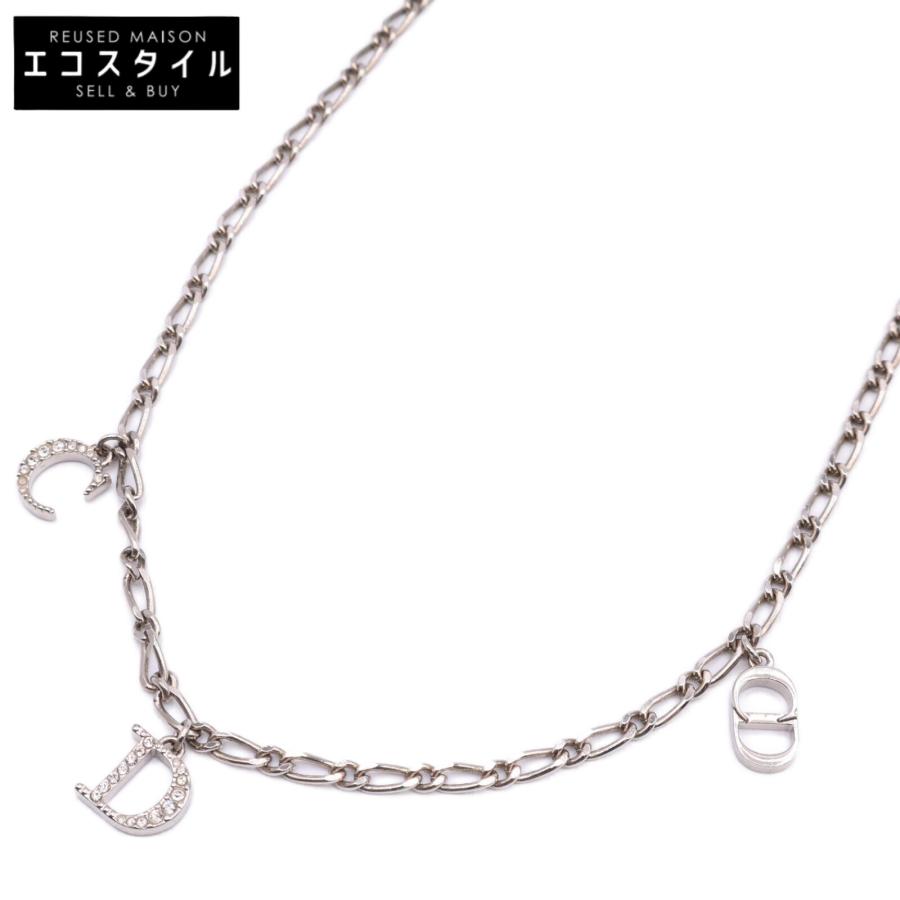美品/ Dior ディオール CDロゴビジューチャーム チェーン ネックレス  