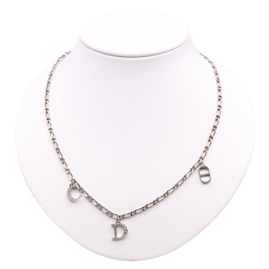 美品/ Dior ディオール CDロゴビジューチャーム チェーン ネックレス 