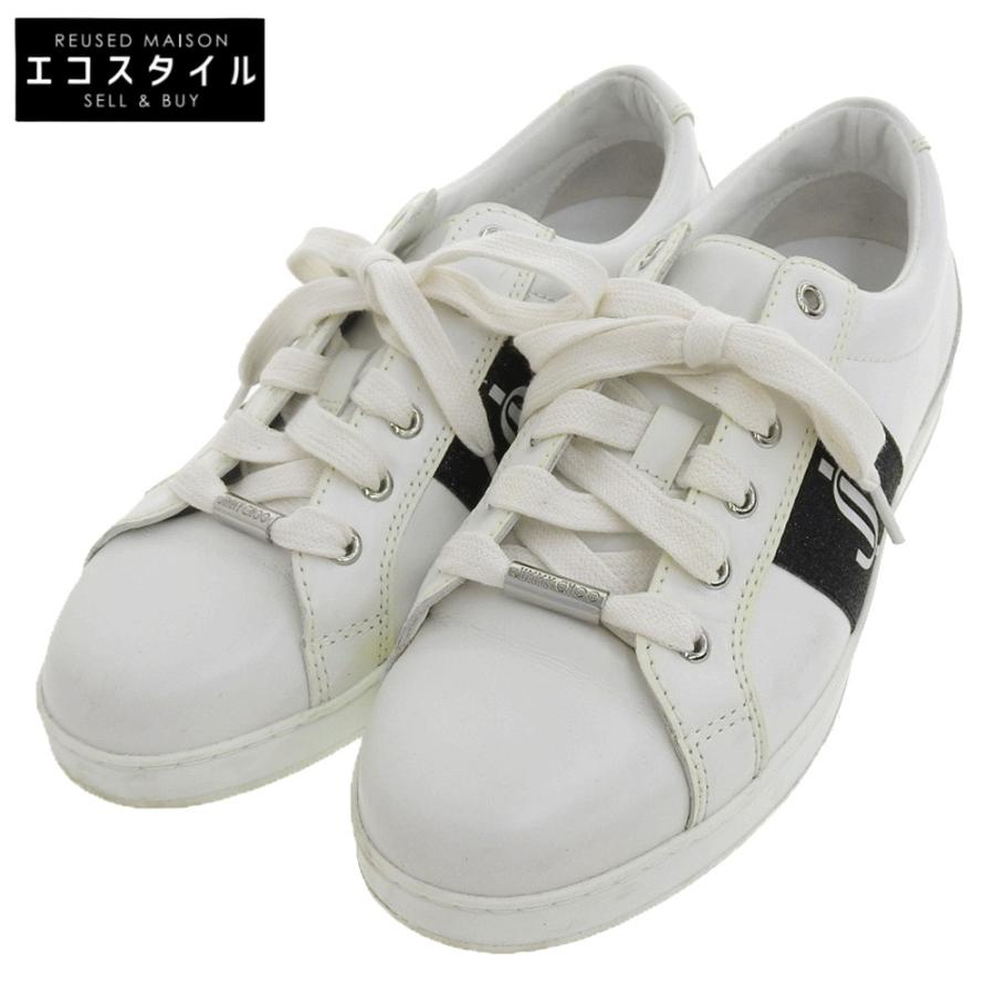 JIMMY CHOO CASH ホワイトレザースニーカー 36