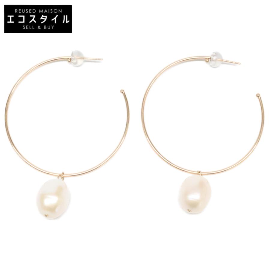 新品同様 les bon ルボンボン K10 パール フープ ピアス イエロー