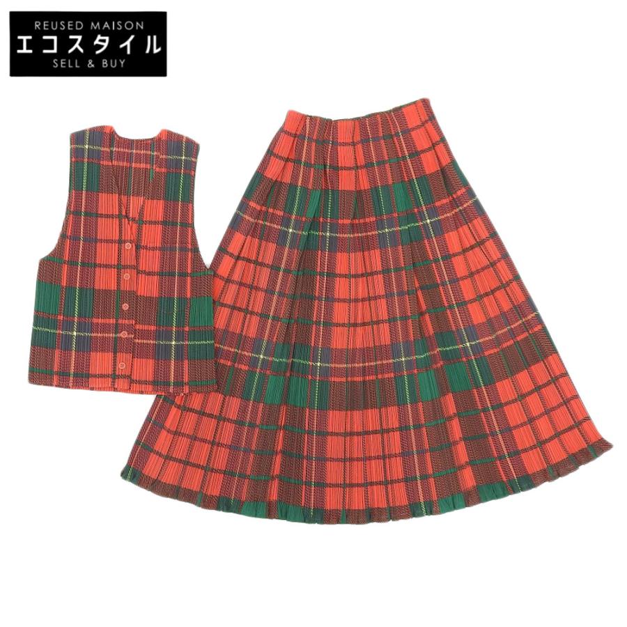 美品 PLEATS PLEASE プリーツプリーズ タータンチェック セットアップ  