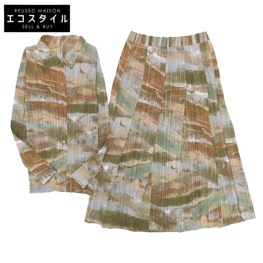 美品 PLEATS PLEASE プリーツプリーズ 総柄 セットアップ レディース  