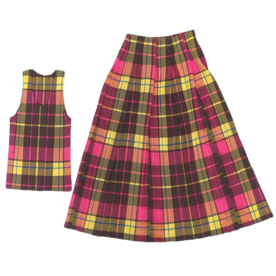 プリーツプリーズ 美品 PLEATS PLEASE プリーツプリーズ タータンチェック セットアップ レディース マルチカラー 3 2 PP14-JK361/JG366 3 美品 PLEATS PLEASE プリーツプリーズ タータンチェック セットアップ