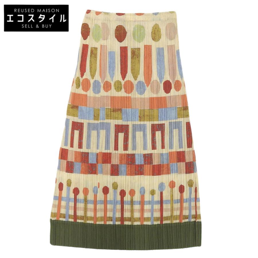 美品 PLEATS PLEASE プリーツプリーズ スカート レディース オレンジ系  