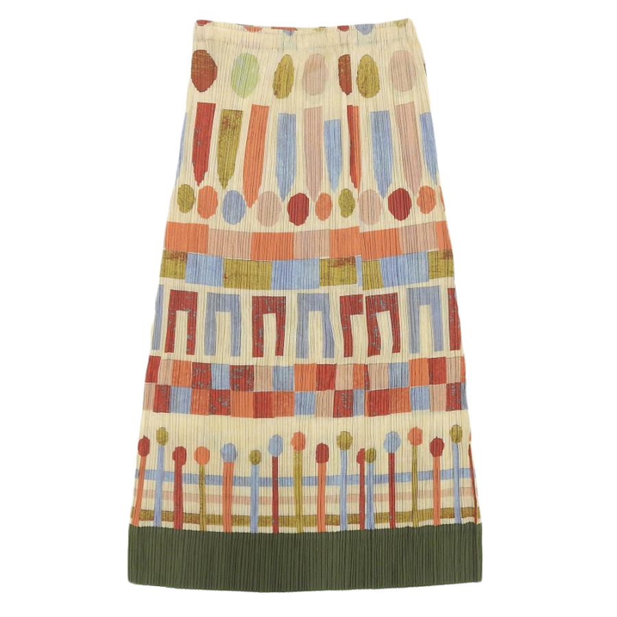 PLEATS PLEASE プリーツスカート マルチカラー サイズ5 美品 PLEATS PLEASE プリーツプリーズ スカート レディース オレンジ系