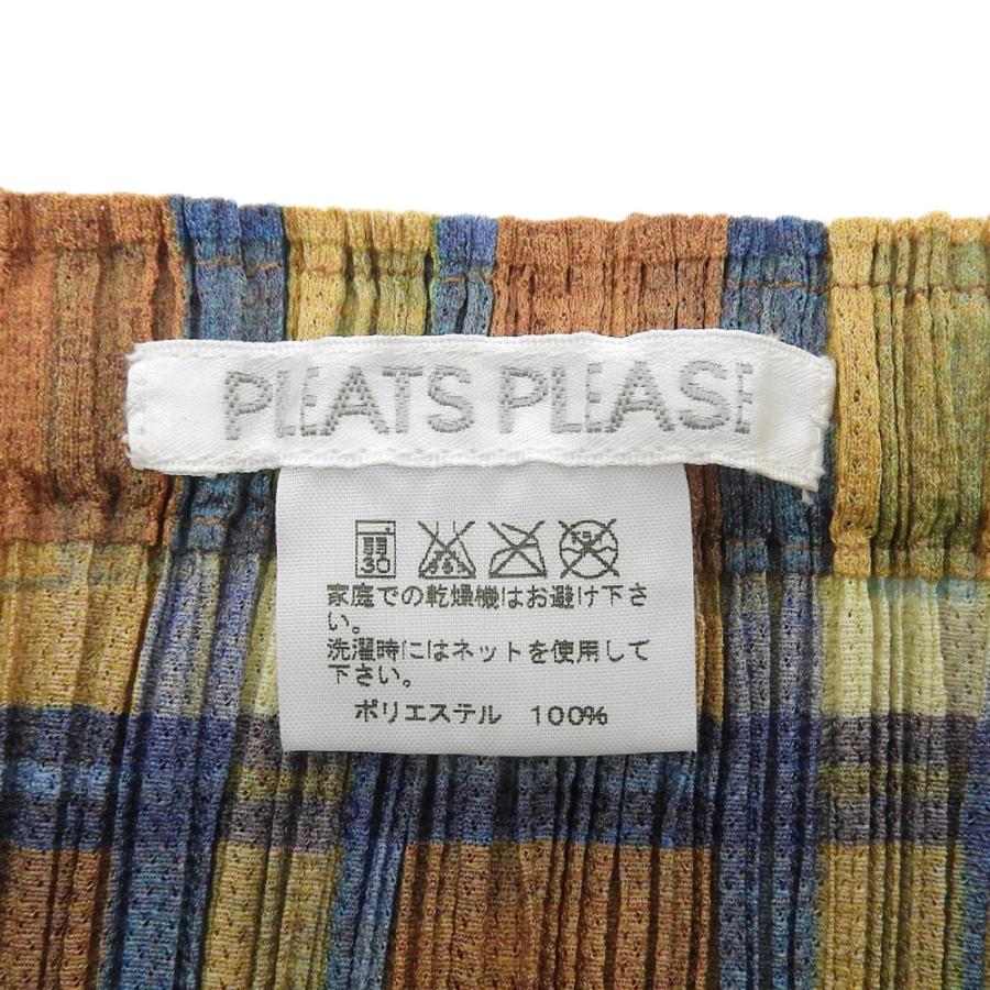 美品 PLEATS PLEASE プリーツプリーズ チェック グリーンライン
