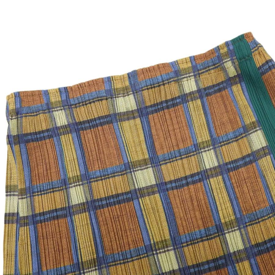 美品 PLEATS PLEASE プリーツプリーズ チェック グリーンライン
